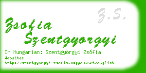 zsofia szentgyorgyi business card